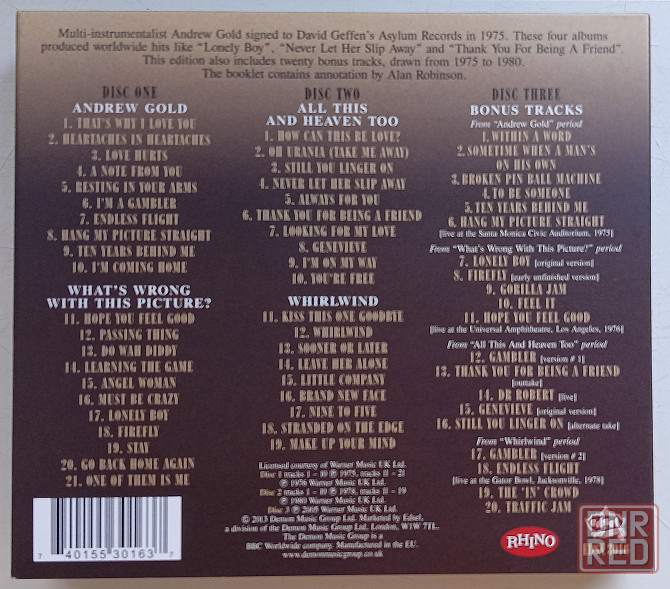 Andrew Gold (1975,1976,1978,1980): boxset, 3CD, 4 альбома, EU (аудио компакт диск) Макеевка - изображение 2