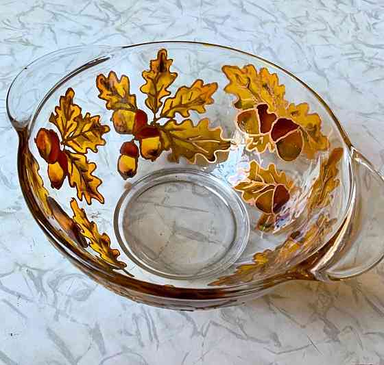 Супница "Жолуди". Новая. Стекло, витражная роспись. Донецк