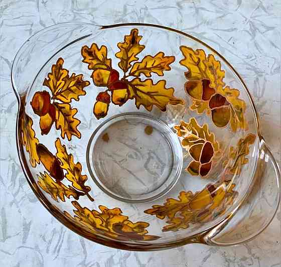 Супница "Жолуди". Новая. Стекло, витражная роспись. Донецк