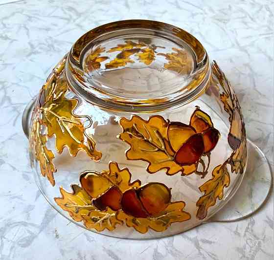 Супница "Жолуди". Новая. Стекло, витражная роспись. Донецк