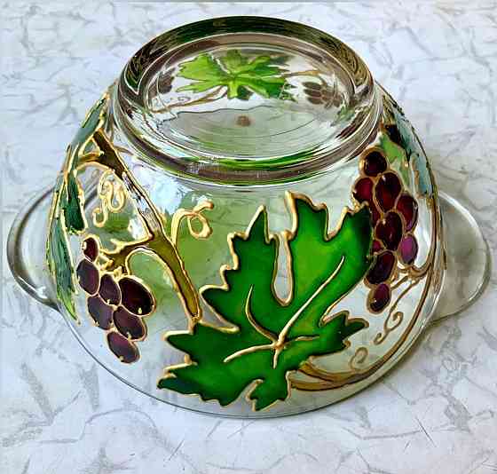 Супница "Жолуди". Новая. Стекло, витражная роспись. Донецк