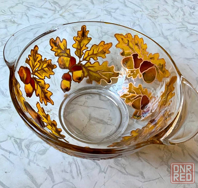 Супница "Жолуди". Новая. Стекло, витражная роспись. Донецк - изображение 2