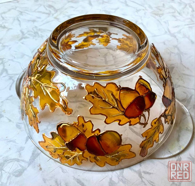 Супница "Жолуди". Новая. Стекло, витражная роспись. Донецк - изображение 1