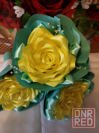 Цветы из атласной ленты Донецк - изображение 6