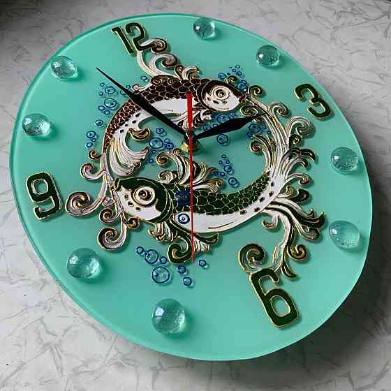 Часы овальные "Инь-Янь" Зодиак Рыбы, 29 на 24 см. Донецк