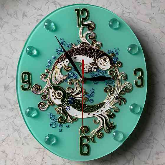 Часы овальные "Инь-Янь" Зодиак Рыбы, 29 на 24 см. Донецк