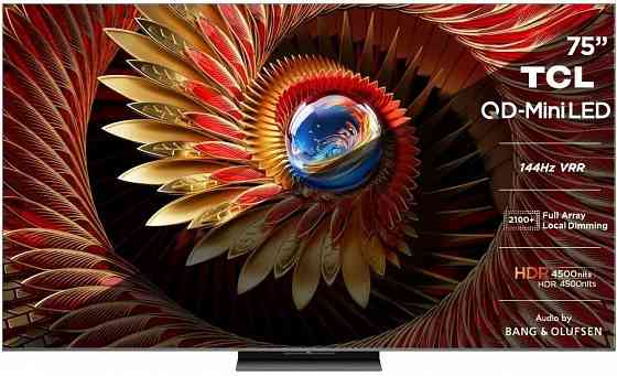 Телевизор TCL 75C8K QD-Mini LED QLED, 4K Ultra HD, черный, Google TV, Audio by Bang & Olufsen Макеевка
