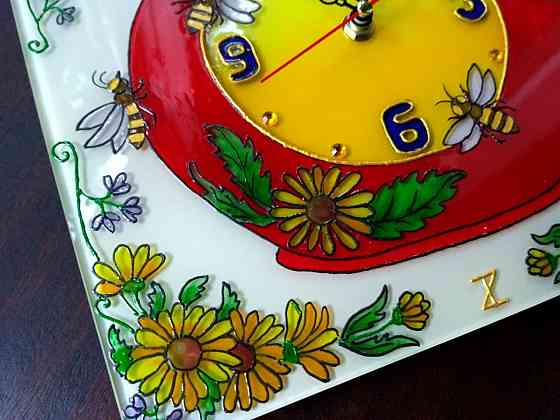 Часы витражные "Пчёлки", 25 на 25 см. Донецк