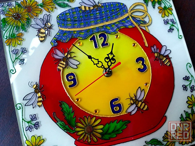 Часы витражные "Пчёлки", 25 на 25 см. Донецк - изображение 3