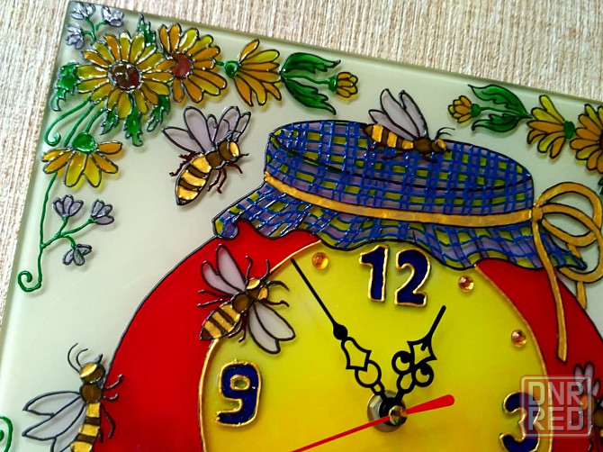 Часы витражные "Пчёлки", 25 на 25 см. Донецк - изображение 6