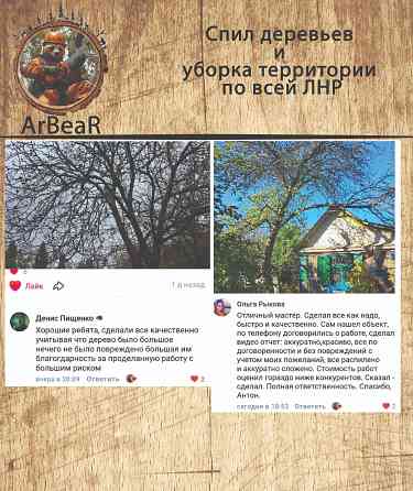 Спил деревьев и уборка территории лнр Красный Луч