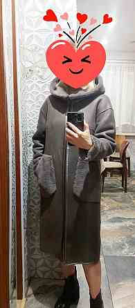 Искусственная двухсторонняя шубка с капюшоном 44 размер оверсайз Макеевка