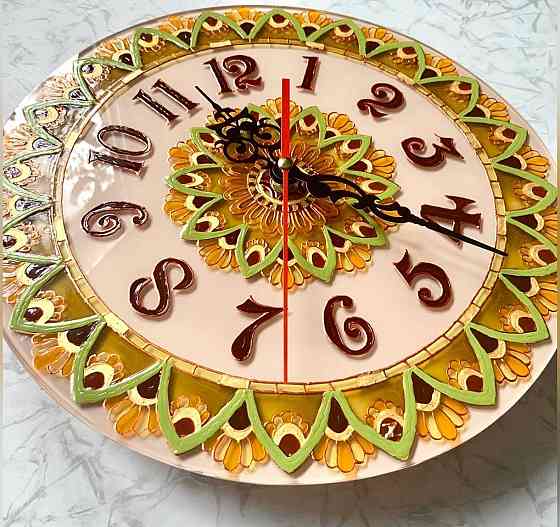 Часы "Natalie", 28 см. Роспись по стеклу. Донецк