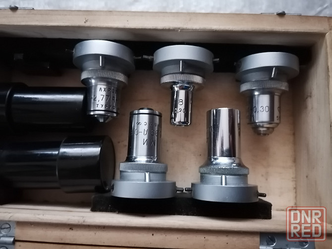 Набор объективов для микроскопа (6 штук) в деревянном футляре . ссср. Стаханов - изображение 3