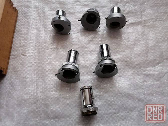 Набор объективов для микроскопа (6 штук) в деревянном футляре . ссср. Стаханов - изображение 6