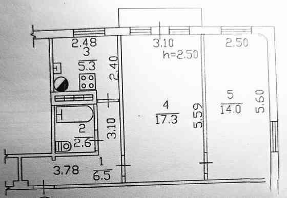 2-к 46 м², 4/5 этаж, Багратиона - большие комнаты 17/14, под ремонт Донецк