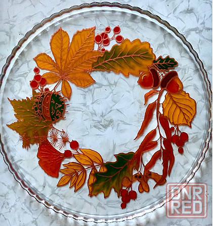 Блюдо "Осень", 28 см. Витражная роспись.. Донецк - изображение 1