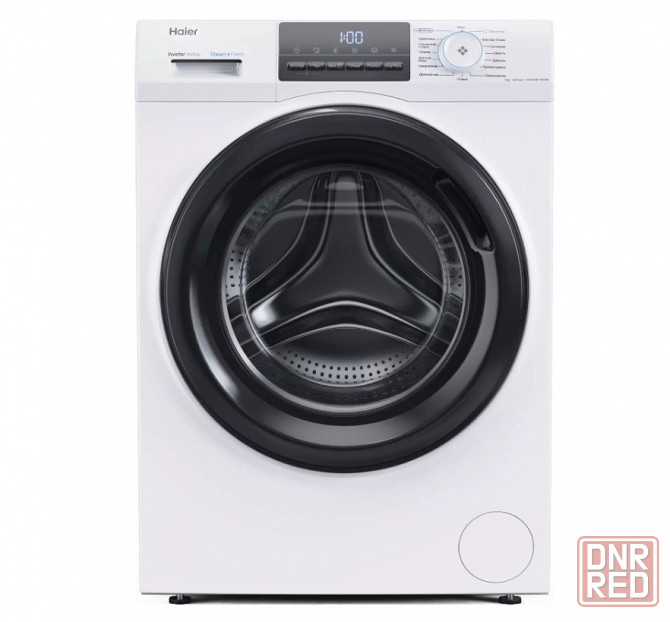 Стиральная машина HAIER HW90-BP14929B с фронтальной загрузкой 9 кг (белый/черный) Inverter, пар Макеевка - изображение 1