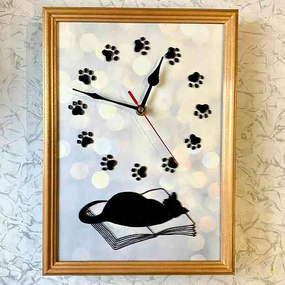 Часы-картина кошатникам "Хранитель времени", 32 на 23 см. Донецк