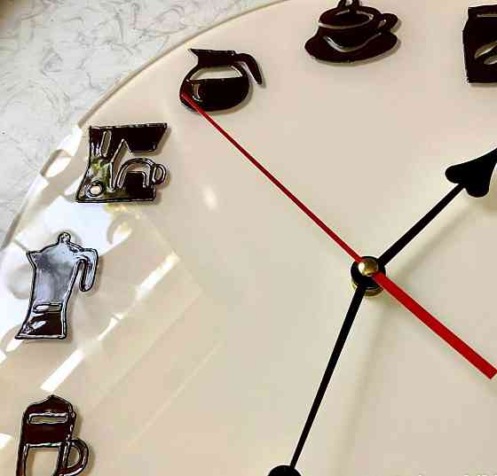 Часы "Кофе", 31 см. Новые. Роспись по стеклу. Донецк