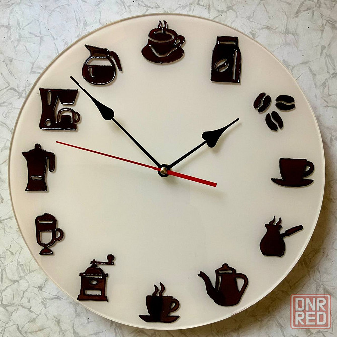 Часы "Кофе", 31 см. Новые. Роспись по стеклу. Донецк - изображение 1