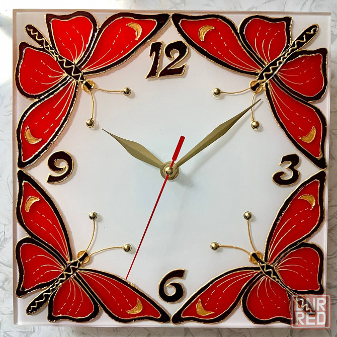 Часы "Красные бабочки", 23 на 23 см. Донецк - изображение 2