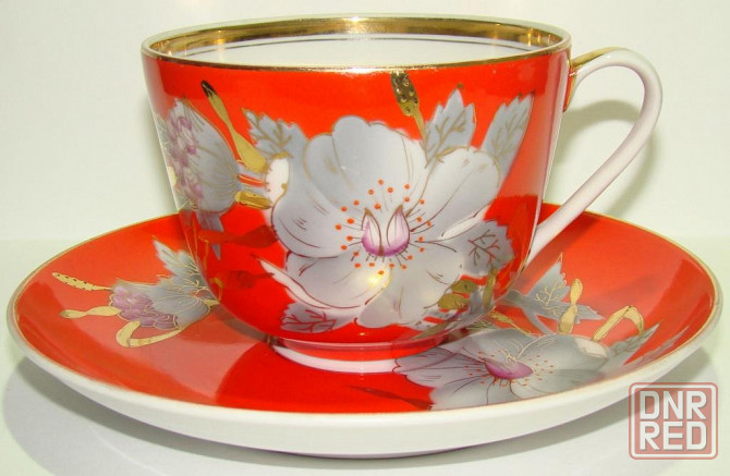 Чайная пара Мальва. Барановский фарфоровый завод. 500 мл.1960-70г. ссср Донецк - изображение 1