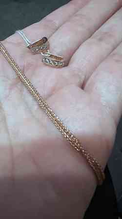 Золотые сережки детские+цепочка( с этикетками) Донецк