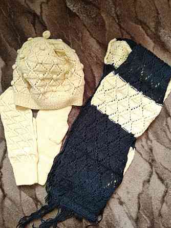 шапка, шарф, варежки, комплект для девочки-подростка Донецк