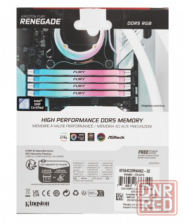 Оперативная память DDR5-6400 32 GB Kingston Fury Renegade White RGB [KF564C32RWAK2-32] Донецк - изображение 2