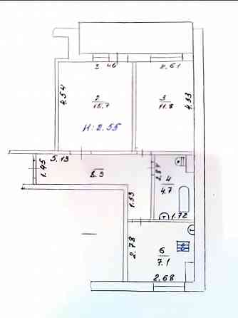 Продается светлая и просторная двухкомнатная квартира а г.Торезе Торез