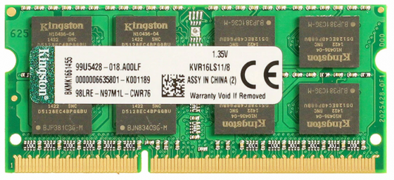 Оперативная память So-Dimm Ddr3l Kingston Valueram 8 гб (1.35v) 1600 мгц Cl11 (Kvr16ls11/8) (арт-330 Донецк
