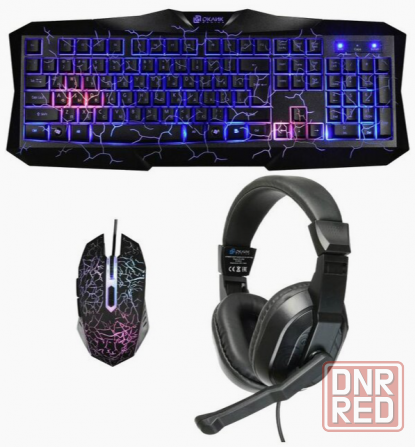 Игровой комплект Oklick Hs-Hkm100g черный 2.2м мониторы оголовье Hs-Hkm100g (арт-6440) Макеевка - изображение 1