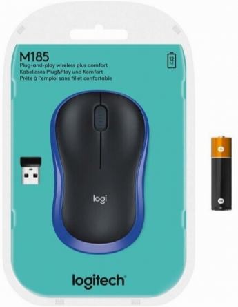 Мышь беспроводная Logitech M185 Black/Blue (арт-9932) Макеевка