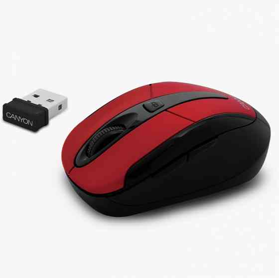 Мышь Canyon Cnr-Msow06r (Jucnrmsow06r) оптический, 1600dpi, черный/красный, беспроводная (арт-6904) Макеевка