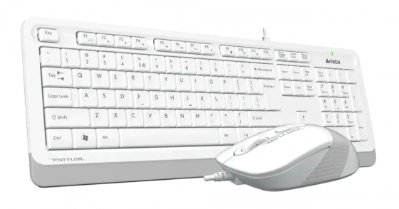 Комплект (клавиатура+мышь) A4tech Fstyler F1010, Usb, проводной, белый и серый [F1010 White] (арт-17 Макеевка
