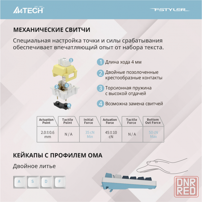 Игровая клавиатура A4tech Fstyler Fs300, русские и английские буквы, белый (Fs300 Panda Snowboarding Макеевка - изображение 4