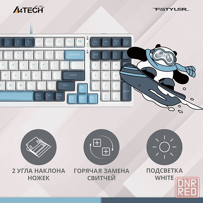 Игровая клавиатура A4tech Fstyler Fs300, русские и английские буквы, белый (Fs300 Panda Snowboarding Макеевка - изображение 2