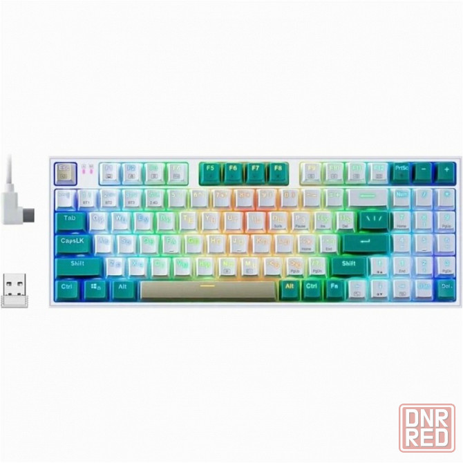 Игровая клавиатура Redragon Veigar Ru, Rgb, Bt+2.4g, бело-голубой, беспроводная (арт-1927) Макеевка - изображение 1