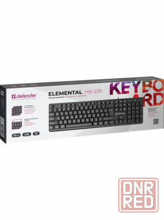 Клавиатура проводная Defender Elemental Hb-239 Black (Ru, черн,104 кнопки+Fn,1.8м) (45239) (арт-1726 Макеевка - изображение 2
