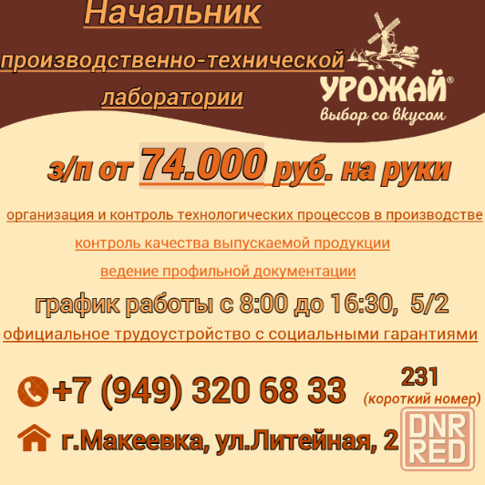 Начальник производственно-технической лаборатории Макеевка - изображение 1