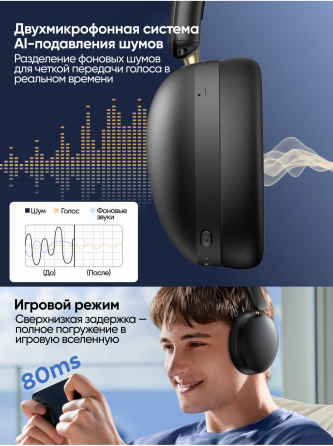 Накладные наушники беспроводные Ugreen Hp205 (45018) Studio Max2 Light Wireless Headphones. цвет: че Донецк