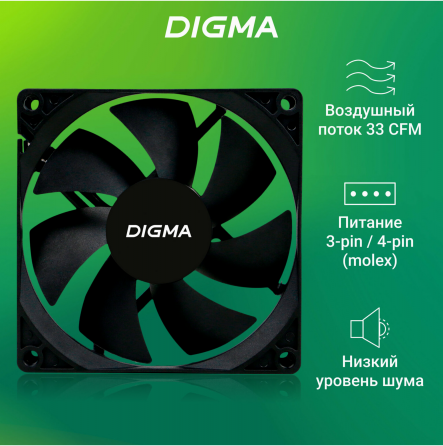 Вентилятор Digma Dfan-90 90х90x25 черный 3-Pin 4-Pin (Molex) Ret (арт-1116) Донецк