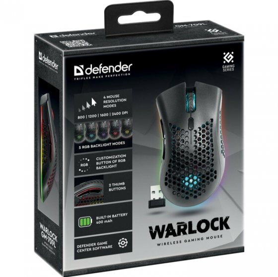 Мышь Defender Warlock Gm-709l, черный (52709) оптический, 2400 Dpi, Usb (арт-6889) Макеевка