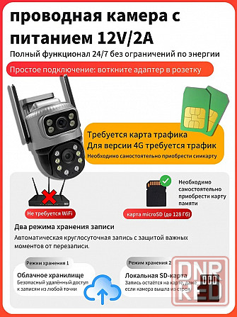 4G Уличная камера видеонаблюдения с сим картой V380: двойной объектив 4МП Новая Донецк - изображение 3