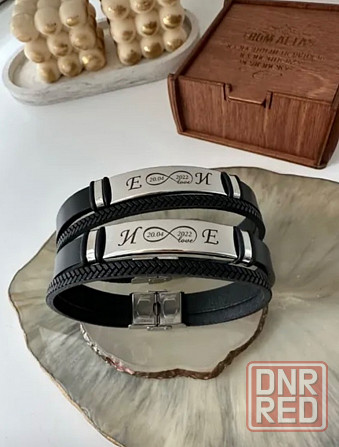 Кожаный браслет с индивидуальной гравировкой Макеевка - изображение 2