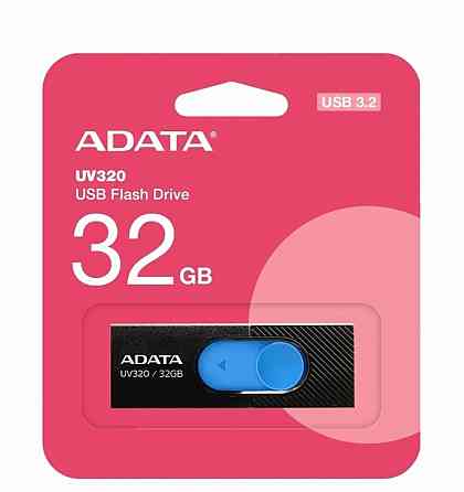 Флэш-накопитель A-Data Uv320 32гб, Usb3.2, черный/синий(Auv320-32g-Rbkbl) (арт-9206) Макеевка