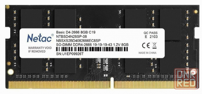 Оперативная память So-Dimm Ddr4 Netac 8гб 2666 мгц Cl19 (Ntbsd4n26sp-08) (арт-3561) Донецк - изображение 1
