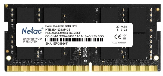 Оперативная память So-Dimm Ddr4 Netac 8гб 2666 мгц Cl19 (Ntbsd4n26sp-08) (арт-7745) Макеевка