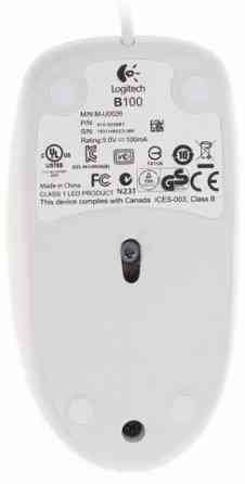 Мышь проводная Logitech B100 910-003360, 800dpi, белый (арт-7545) Макеевка